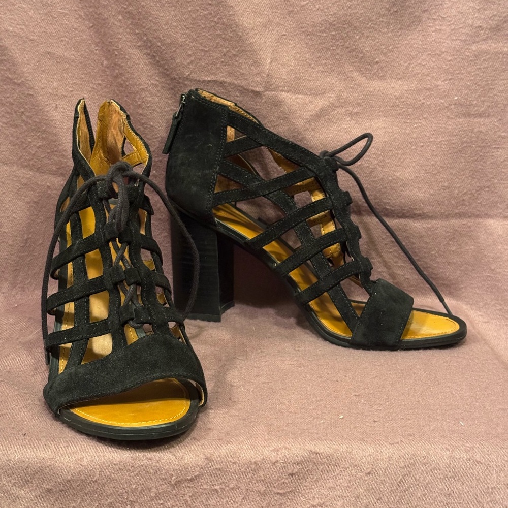 Franco Sarto Black Strappy Heels